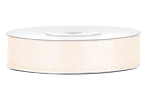 DaLoKu Satinband 6/12/25/38/50/100mm x 25m Geschenkband Schleifenband, Größe: 12mm x 25m, Farbe: helles Creme von DaLoKu