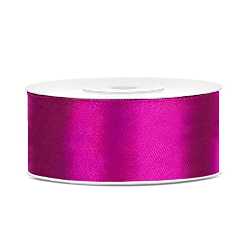 DaLoKu Satinband 6/12/25/38/50/100mm x 25m Geschenkband Schleifenband, Größe: 25mm x 25m, Farbe: Fuchsia von DaLoKu