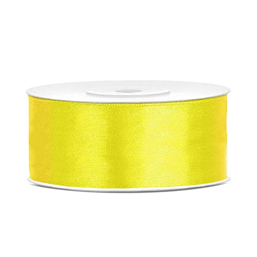 DaLoKu Satinband 6/12/25/38/50/100mm x 25m Geschenkband Schleifenband, Größe: 25mm x 25m, Farbe: Gelb von DaLoKu