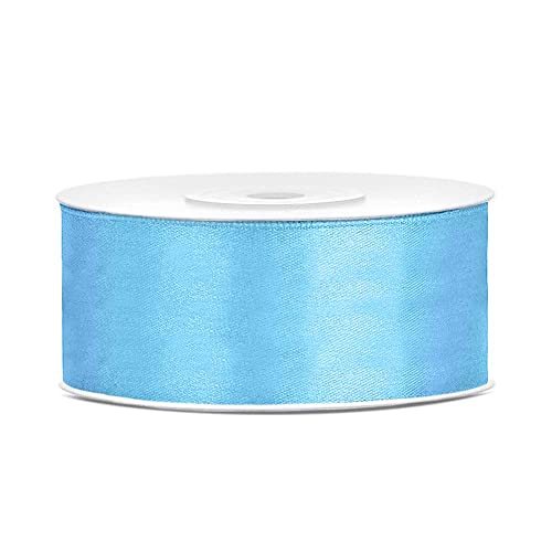 DaLoKu Satinband 6/12/25/38/50/100mm x 25m Geschenkband Schleifenband, Größe: 25mm x 25m, Farbe: Hellblau von DaLoKu