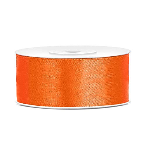 DaLoKu Satinband 6/12/25/38/50/100mm x 25m Geschenkband Schleifenband, Größe: 25mm x 25m, Farbe: Orange von DaLoKu