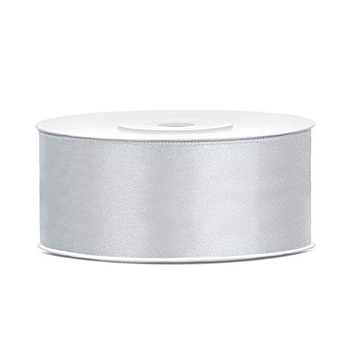 DaLoKu Satinband 6/12/25/38/50/100mm x 25m Geschenkband Schleifenband, Größe: 25mm x 25m, Farbe: Silber DaLoKu Satinband 6/12/25/38/50/100mm x 25m Geschenkband Schleifenband, Größe: 25mm x 25m, Farbe: Silber von DaLoKu