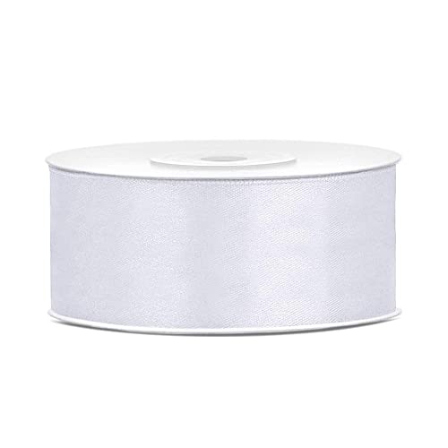 DaLoKu Satinband 6/12/25/38/50/100mm x 25m Geschenkband Schleifenband, Größe: 25mm x 25m, Farbe: Weiß von DaLoKu