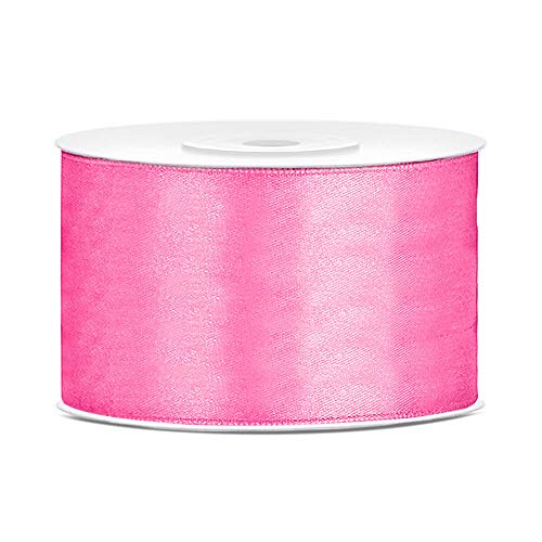 DaLoKu Satinband 6/12/25/38/50/100mm x 25m Geschenkband Schleifenband, Größe: 38mm x 25m, Farbe: Pink von DaLoKu