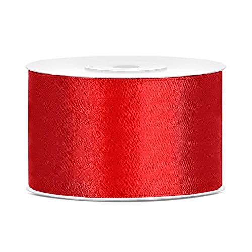 DaLoKu Satinband 6/12/25/38/50/100mm x 25m Geschenkband Schleifenband, Größe: 38mm x 25m, Farbe: Rot von Unbekannt