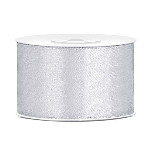 DaLoKu Satinband 6/12/25/38/50/100mm x 25m Geschenkband Schleifenband, Größe: 38mm x 25m, Farbe: Silber DaLoKu Satinband 6/12/25/38/50/100mm x 25m Geschenkband Schleifenband, Größe: 38mm x 25m, Farbe: Silber von DaLoKu