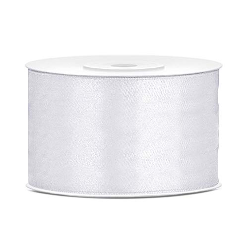 DaLoKu Satinband 6/12/25/38/50/100mm x 25m Geschenkband Schleifenband, Größe: 38mm x 25m, Farbe: Weiß DaLoKu Satinband 6/12/25/38/50/100mm x 25m Geschenkband Schleifenband, Größe: 38mm x 25m, Farbe: Weiß von DaLoKu