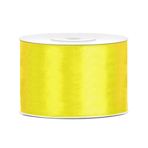 DaLoKu Satinband 6/12/25/38/50/100mm x 25m Geschenkband Schleifenband, Größe: 50mm x 25m, Farbe: Gelb von DaLoKu