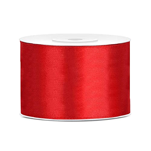 DaLoKu Satinband 6/12/25/38/50/100mm x 25m Geschenkband Schleifenband, Größe: 50mm x 25m, Farbe: Rot von DaLoKu