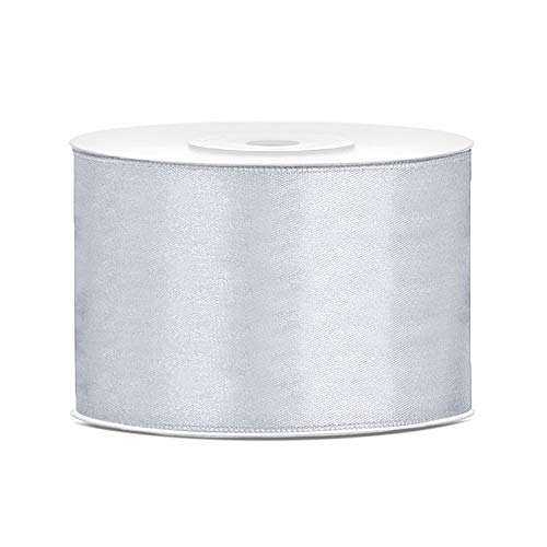 DaLoKu Satinband 6/12/25/38/50/100mm x 25m Geschenkband Schleifenband, Größe: 50mm x 25m, Farbe: Silber von DaLoKu