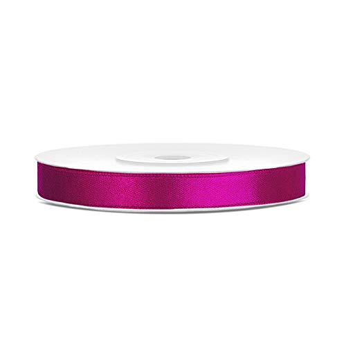 DaLoKu Satinband 6/12/25/38/50/100mm x 25m Geschenkband Schleifenband, Größe: 6mm x 25m, Farbe: Fuchsia von DaLoKu