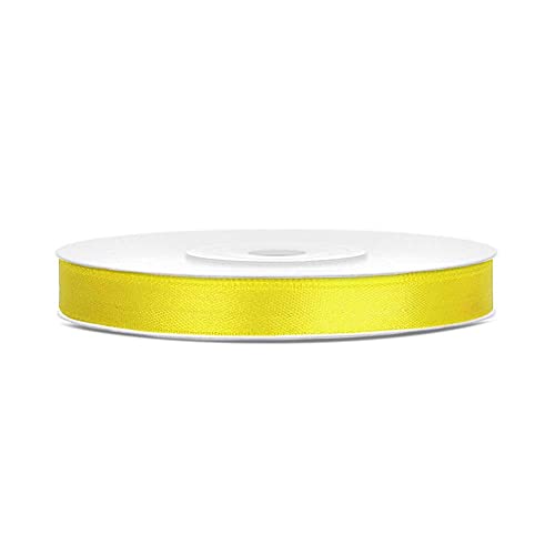 DaLoKu Satinband 6/12/25/38/50/100mm x 25m Geschenkband Schleifenband, Größe: 6mm x 25m, Farbe: Gelb von DaLoKu