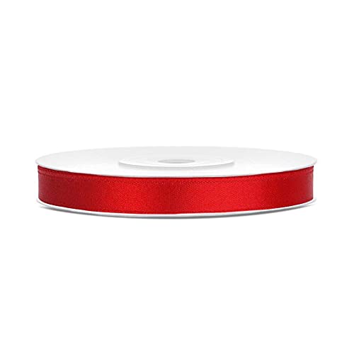 DaLoKu Satinband 6/12/25/38/50/100mm x 25m Geschenkband Schleifenband, Größe: 6mm x 25m, Farbe: Rot von DaLoKu