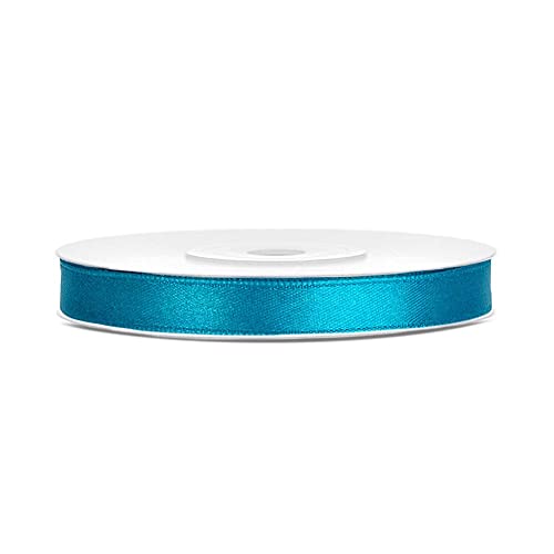 DaLoKu Satinband 6/12/25/38/50/100mm x 25m Geschenkband Schleifenband, Größe: 6mm x 25m, Farbe: Türkis von DaLoKu
