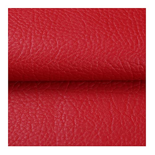 Kunstleder Gekörnt Lederimitat Texturiert Leder Stoff 0,7 mm Dick Vinyl-Ledertuch Polsterstoff zum Nähen, Sofa- und Basteln(Breite 138 cm)(Color:rot) von DaMi