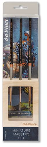 da Vinci Miniatur-Pinsel-Set Maestro Kolinsky Red Sable 3 Serie 76, Größen 2, 3 und 4 in Holzdisplay (4066-76) von DaVinci
