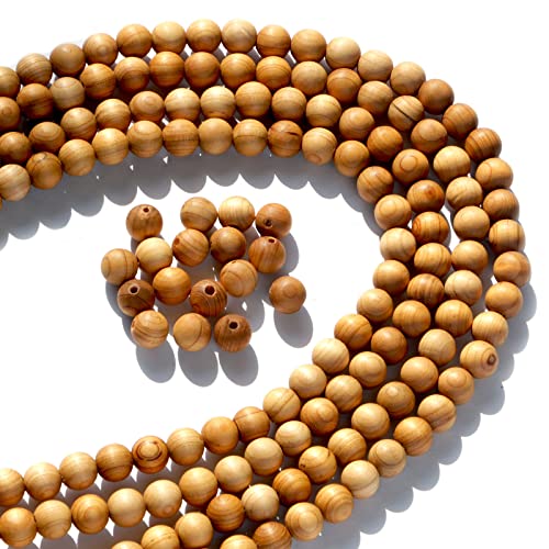 320 Stück 8 mm natürliche Holzperlen Thuja für die Herstellung von Mala-Perlen, Armband, Halskette, Schmuck, DIY hat Kiefernduft Zeder von Dabaiitechann
