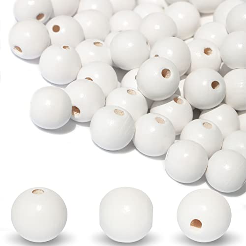 Holzperlen, Weiß, 16 mm, für Bastel- und DIY-Projekte, dekorative Perlen (weißes Loch: 4 mm), 280 Stück von Dabaiitechann