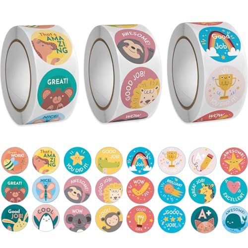 1500 Stück Motivationsaufkleber für Kinder 3 Rolle Belohnungssticker Tieraufkleber Runde Belohnungs Selbstklebende Sticker Geeignet für Lehrer Oder Eltern Als Belohnung für Schüler und Kinder 1500 Stück Motivationsaufkleber für Kinder 3 Rolle Belohnungssticker Tieraufkleber Runde Belohnungs Selbstklebende Sticker Geeignet für Lehrer Oder Eltern Als Belohnung für Schüler und Kinder von DabbOo