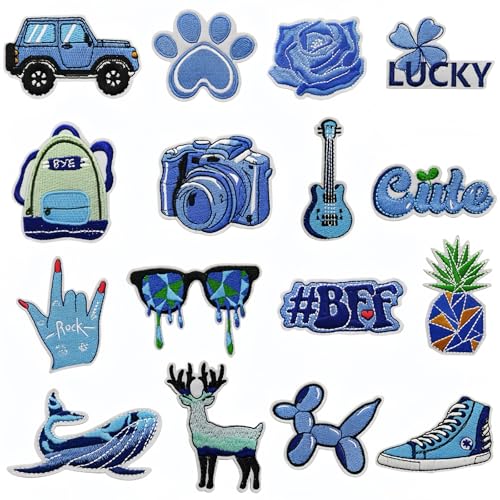 16 Stück Bügelbilder und Gestickte Stoffaufnäher Stickapplikationen DIY Deko Patch Sets Aufbügelbare Aufkleber für Kleidung Taschen und T Shirts von DabbOo