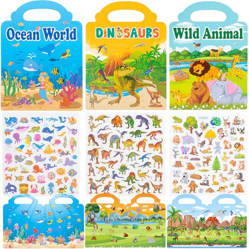 3 Stück Wiederverwendbares 3D-Stickerbuch für Kinder Reisespielzeug Stickerbuch Kleinkind Tiere,Dinosaurier,Unterwasserwelt Geeignet um die Emotionen von Kindern zu beruhigen und das Denken zu fördern 3 Stück Wiederverwendbares 3D-Stickerbuch für Kinder Reisespielzeug Stickerbuch Kleinkind Tiere,Dinosaurier,Unterwasserwelt Geeignet um die Emotionen von Kindern zu beruhigen und das Denken zu fördern von DabbOo