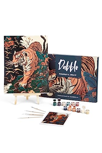 Dabble Malen-nach-Zahlen Kit - Malen nach Zahlen für erwachsene Anfänger mit Leinwandrahmen, Malset für Erwachsene, Blumen Design von Dabble