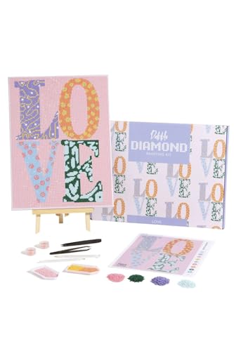 Dabble Diamond™ Premium Diamond Painting Set für Erwachsene, Kristalldiamanten-Kunst auf Leinwand mit Rahmen - Liebe von Dabble