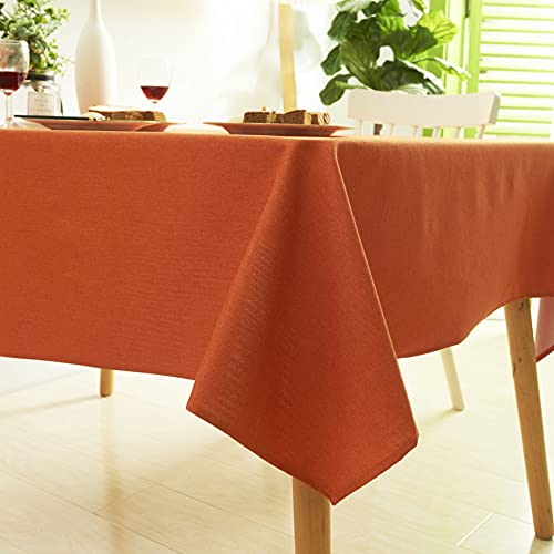 Dabuda Rechteckige Tischdecke, wasserdicht und schmutzabweisend, knitterfrei, waschbar, Polyester-Tischdecke für Essen/Party/Buffet/Hochzeit (Orange, 140 x 200 cm) von Dabuda