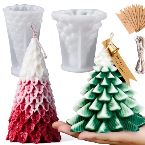 2 Stück große Weihnachtskerzenformen für Kerzenherstellung, Weihnachtsbaum, Silikonwachsformen, Epoxidharz, Gießen, 15,2 cm, 3D-Weihnachtsbaum-Form, Ornament-Form, DIY, Seife, Kerzen, Kunst, Handwerk 2 Stück große Weihnachtskerzenformen für Kerzenherstellung, Weihnachtsbaum, Silikonwachsformen, Epoxidharz, Gießen, 15,2 cm, 3D-Weihnachtsbaum-Form, Ornament-Form, DIY, Seife, Kerzen, Kunst, Handwerk von Dacies