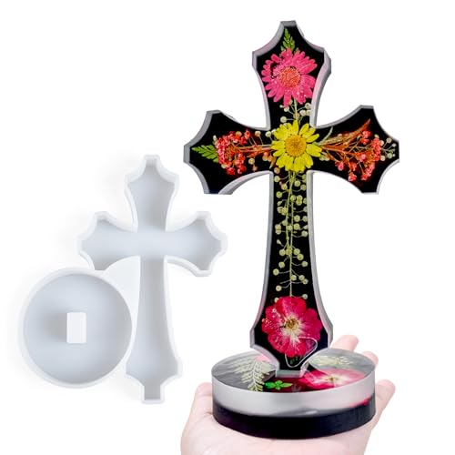 Kreuz-Silikonform mit Basis für Epoxidharzguss, stehend, ausgefallenes Kreuz, religiöse Harzformen, Silikon, 17,8 cm, Taufe, Kruzifix, Gips, Süßigkeitenform, christliches Geschenk, Kerzenformen Kreuz-Silikonform mit Basis für Epoxidharzguss, stehend, ausgefallenes Kreuz, religiöse Harzformen, Silikon, 17,8 cm, Taufe, Kruzifix, Gips, Süßigkeitenform, christliches Geschenk, Kerzenformen von Dacies
