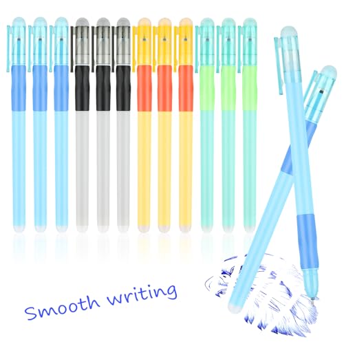 Dacono 12 Radierbare Stifte Blau – Reibungsstifte mit Gummi am Ende – Radierbarer Kugelschreiber für Sanftes Schreiben und Einfache Korrekturen – Ideal für Studenten, Berufstätige, Schulbedarfsbüro von Dacono