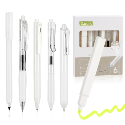 Dacono 6 Stück Gelstifte, Ästhetische Einziehbare 0,5 mm Schwarze Gelstifte mit 1 Farbiger Textmarker, Minimalistischer Stil -Kugelschreiber, Perfekt für Studenten, Journaling Dacono 6 Stück Gelstifte, Ästhetische Einziehbare 0,5 mm Schwarze Gelstifte mit 1 Farbiger Textmarker, Minimalistischer Stil -Kugelschreiber, Perfekt für Studenten, Journaling von Dacono