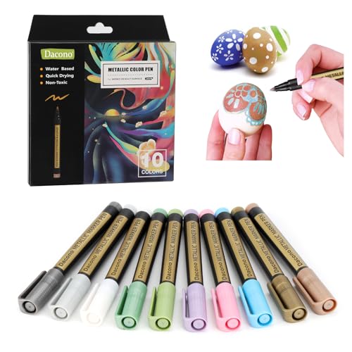 Dacono Metallic Marker Stifte, Satz von 10 Medium Point Metallic Marker für schwarzes Papier, Rock Malerei, Keramik, Glas, Scrapbooking Handwerk, Karte machen, DIY Fotoalbum Dacono Metallic Marker Stifte, Satz von 10 Medium Point Metallic Marker für schwarzes Papier, Rock Malerei, Keramik, Glas, Scrapbooking Handwerk, Karte machen, DIY Fotoalbum von Dacono