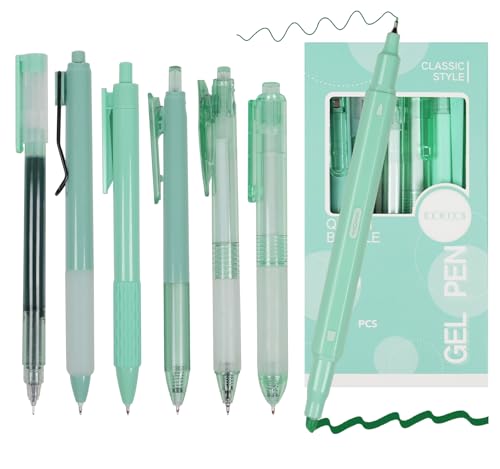 Dacono Packung mit 7 Gelschreibern Textmarker Schreibset, Ästhetische Einziehbare Gelschreiber mit Schwarzer Tinte und 1 Textmarker, Frühlingsgrün Style - Kugelschreiber 0,5 mm für Studenten Dacono Packung mit 7 Gelschreibern Textmarker Schreibset, Ästhetische Einziehbare Gelschreiber mit Schwarzer Tinte und 1 Textmarker, Frühlingsgrün Style - Kugelschreiber 0,5 mm für Studenten von Dacono