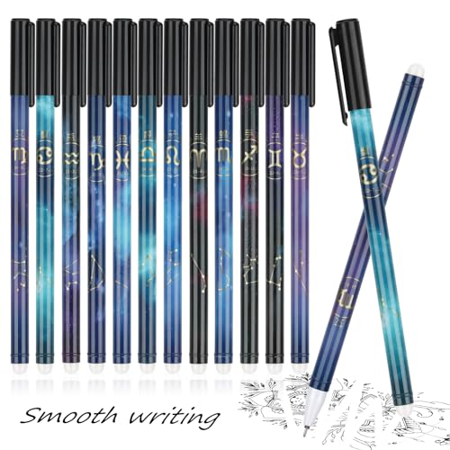 Dacono Radierbarer Gelschreiber Set/Reibungsstifte - 12 Stück Schwarz Gelschreiber Friction Stifte Radierstift, Kugelschreiber mit Radiergummi für Malbücher, Zeichnen, Skizzieren, Büro Dacono Radierbarer Gelschreiber Set/Reibungsstifte - 12 Stück Schwarz Gelschreiber Friction Stifte Radierstift, Kugelschreiber mit Radiergummi für Malbücher, Zeichnen, Skizzieren, Büro von Dacono