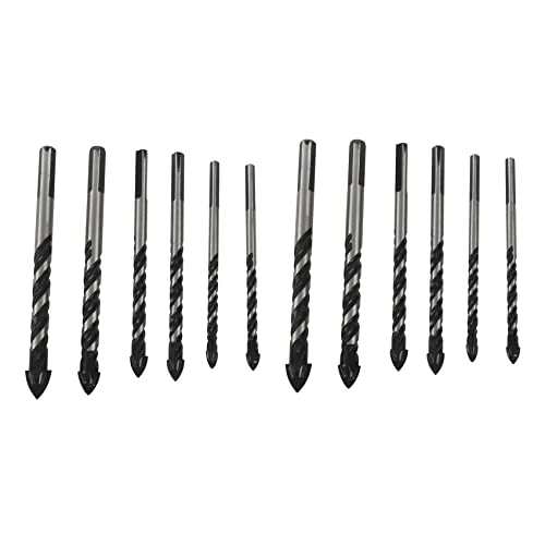 Daconovo 12 Stück Keramikfliesenbohrer, Mauerbohrer für Glas, Ziegel, Spitze aus Wolframcarbid aus Holz für Keramikfliesen in Größe 6, 6, 8, 8, 10, 12 mm von Daconovo