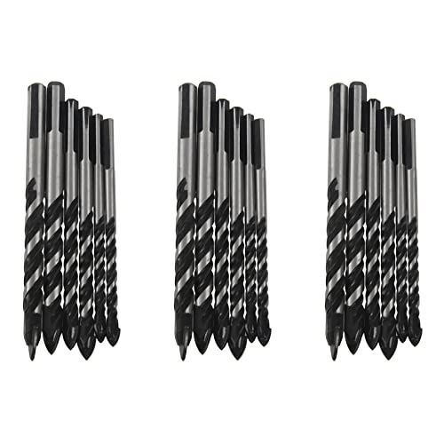 Daconovo 18 Stück Keramikfliesenbohrer, Mauerbohrer für Glas, Ziegel, Spitze aus Wolframcarbid aus Holz für Keramikfliesen in Größe 6, 6, 8, 8, 10, 12 mm von Daconovo