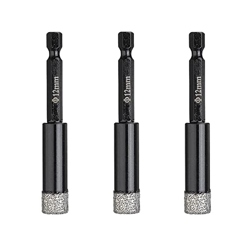 Daconovo Diamantbohrer, trocken, 1/4 Zoll (6,35 mm) mit Sechskantschaft zum Wechseln, Diamant-Lochsäge für Porzellanfliesen, Durchmesser 12 mm von Daconovo