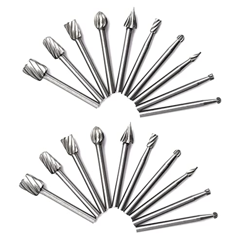 Daconovo HSS-Fräsen, drehbar, Hartmetall, HSS, Fräsen, 1/8 Zoll (3 mm), Schnitzwerkzeuge auf Holz, 20 Stück von Daconovo