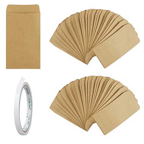 Dadabig 120 Stück Mini Papiertüten, Klein Kraftpapier Tüten Mini Papierbeutel Kraft Umschlag Flachbeutel für Geschenk Schmuck Samentüten zum Befüllen Bonbons Süßigkeiten Weihnachtskarte (Braun) von Dadabig