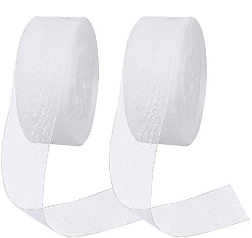 Dadabig 2 Rollen Organzaband, Weiß Durchscheinende Organza Handwerk Band Hochwertige Schleifenbänder Geschenkband Satinband für Party Hochzeit Geschenke Basteln Dekoration (4cm Breit &45m Lang) von Dadabig