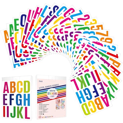 Dadabig 318pcs Alphabet Sticker, 24 Blatt Buchstaben Aufkleber Garnde Bunte Buchstaben Aufkleber Alphabet Bunte Buchstaben Buchstaben Aufkleber groß 2 Zoll DIY für Scrapbooking Fenster Wand von Dadabig