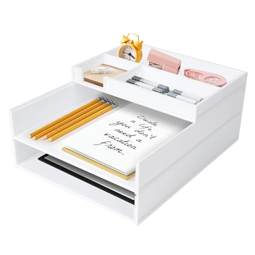 Dadabig A4 Schreibtisch Organizer, 3-Tier Stapelbar A4 Dokumentenablage Briefablage Organizer A4 Papierablage für Büro Schule Office(Weiß) von Dadabig