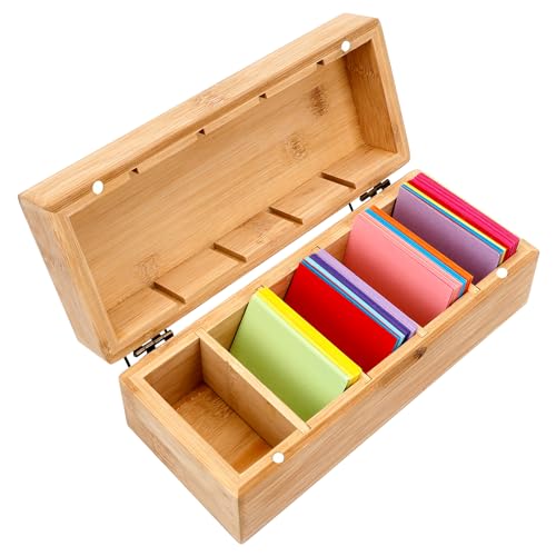 Dadabig A8 Karten Aufbewahrungsbox, 22.5 * 9.5 * 8cm Karteibox mit 5 Fächer Lernkarteibox Karten Organizer mit Deckel Karteikasten für 800 Karten für Lernen Notizen Schul(Keine Karteikarten) von Dadabig