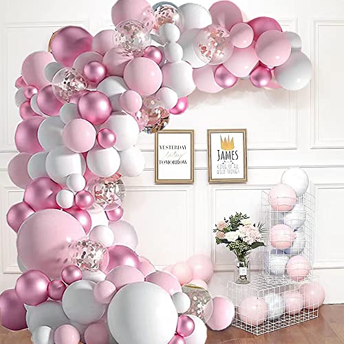 Ballon Girlanden Set, rosa Themen Party Luftballons, Mädchen Party Ballonbogen Kit mit Konfetti Luftballons, Mädchen Geburtstagsfeier Babyparty Hochzeitsfeier Dekoration von Dadasiki
