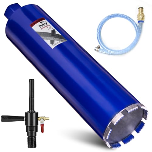 DaduoRi 10,2 cm Pro Core Bohrer mit SDS Max Wassereinspritzadapter (3,8 cm - 7 UNC), 35,6 cm Tiefe und verbesserte, geschweißte Nassbohrkronen für Beton mit Bewehrung, Ziegel, Mauerwerk, Stuck, Mörtel von DaduoRi
