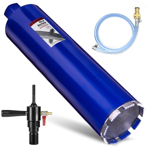 DaduoRi 10,2 cm Pro Kernbohrer mit SDS Plus Wassereinspritzadapter (3,8 cm - 7 UNC), 35,6 cm tiefe, aufgerüstete geschweißte Nassbohrkronen für Beton mit Bewehrungsstab, Ziegel, Mauerwerk, Stuck von DaduoRi