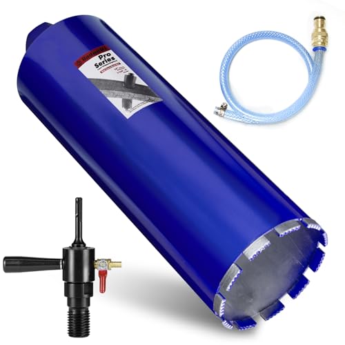 DaduoRi 12,7 cm Pro Kernbohrer mit SDS Plus Wassereinspritzadapter (3,8 cm - 7 UNC), 35,6 cm tiefe, aufgerüstete geschweißte Nassbohrkronen für Beton mit Bewehrungsstab, Ziegel, Mauerwerk, Stuck von DaduoRi