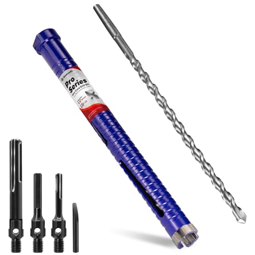 DaduoRi 2,5 cm Pro Dry Kernbohrer mit Pilotbohrer und 3 Adaptern (SDS Plus/SDS Max/1/2 Sechskant), aufgerüstete geschweißte Klingenkernbohrer für Beton mit Bewehrung, Mauerwerk, Ziegel, Mörtel – 24,1 von DaduoRi
