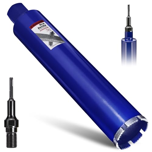 DaduoRi 7,6 cm Pro Betonkernbohrer mit SDS-Plus-Adapter (1-1/4-Zoll-7-Gewinde), 35,6 cm Schnitttiefe und verbesserte geschweißte Zähne, Kernbohrer für Beton mit Bewehrung, Ziegel, Mauerwerk, Stuck von DaduoRi